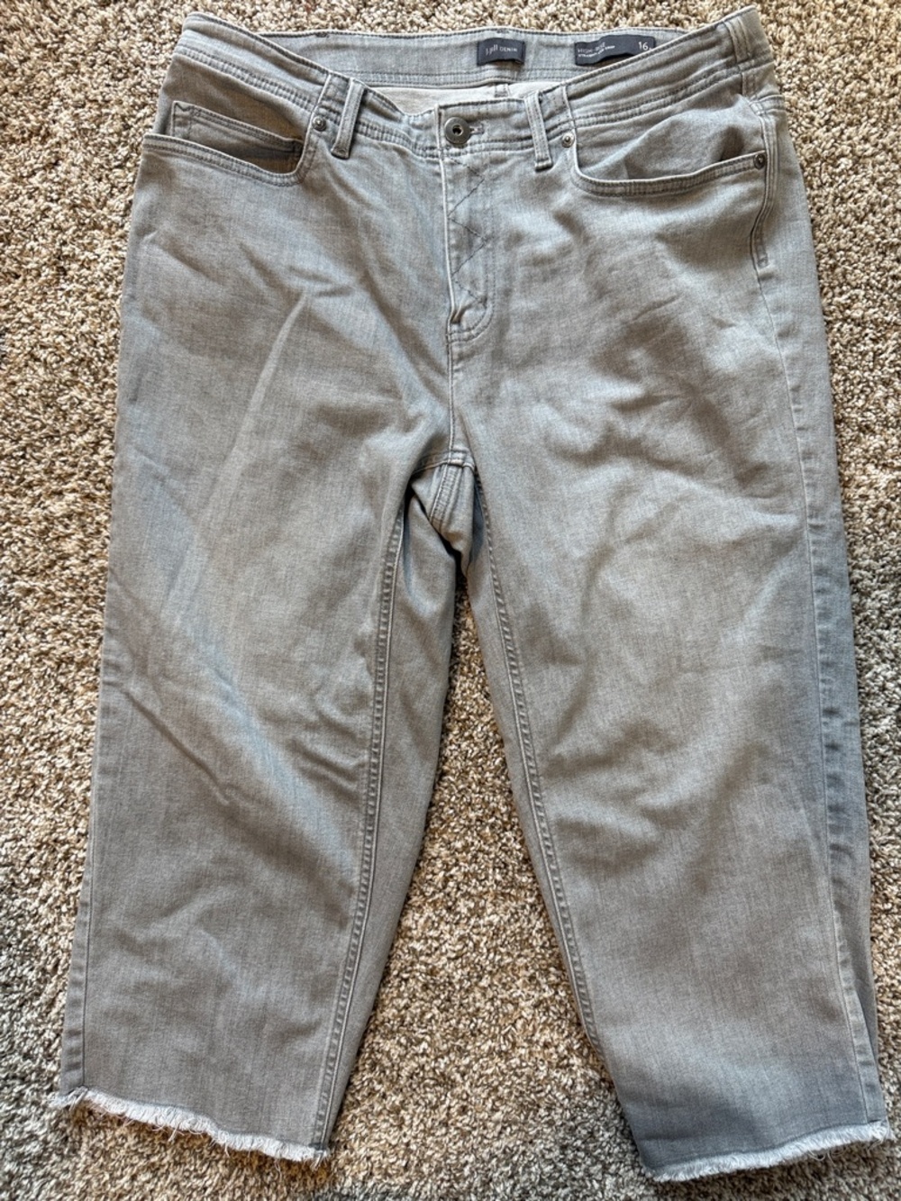 J Jill Cropped Gray Denim Jeans - Raw Hem